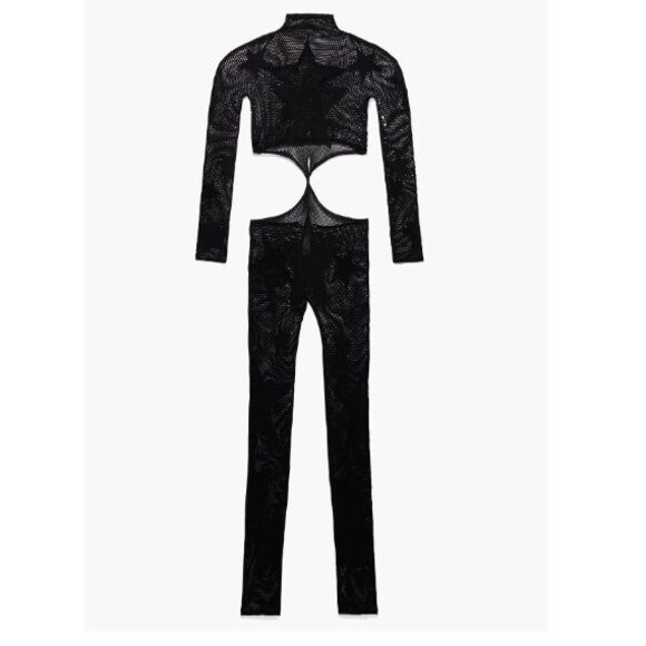 Savage X Fenty Black Shining Star Bodystocking Twist Catsuit Fishnet One Size - Picture 2 of 7